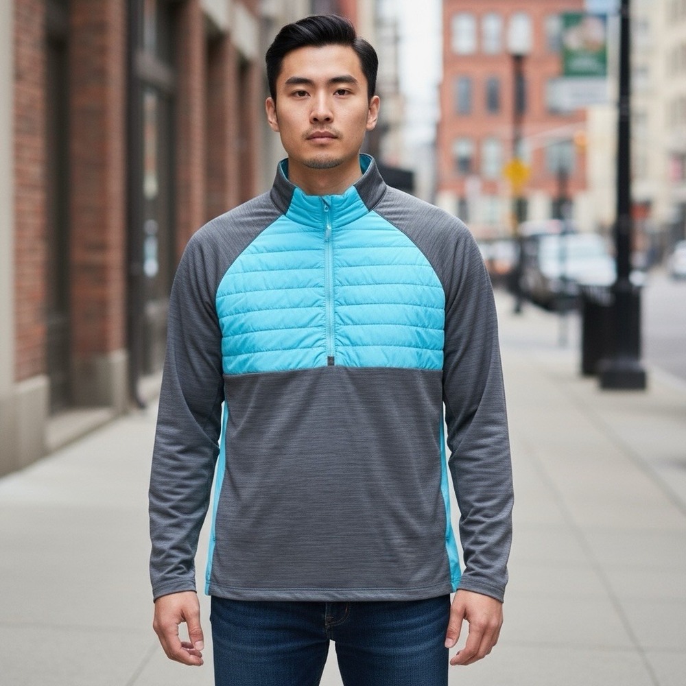 Johnnie-O Salter Mixed Media PERFORMANCE Jacket 1/4 Zip Quilted Men L (Ret $219)